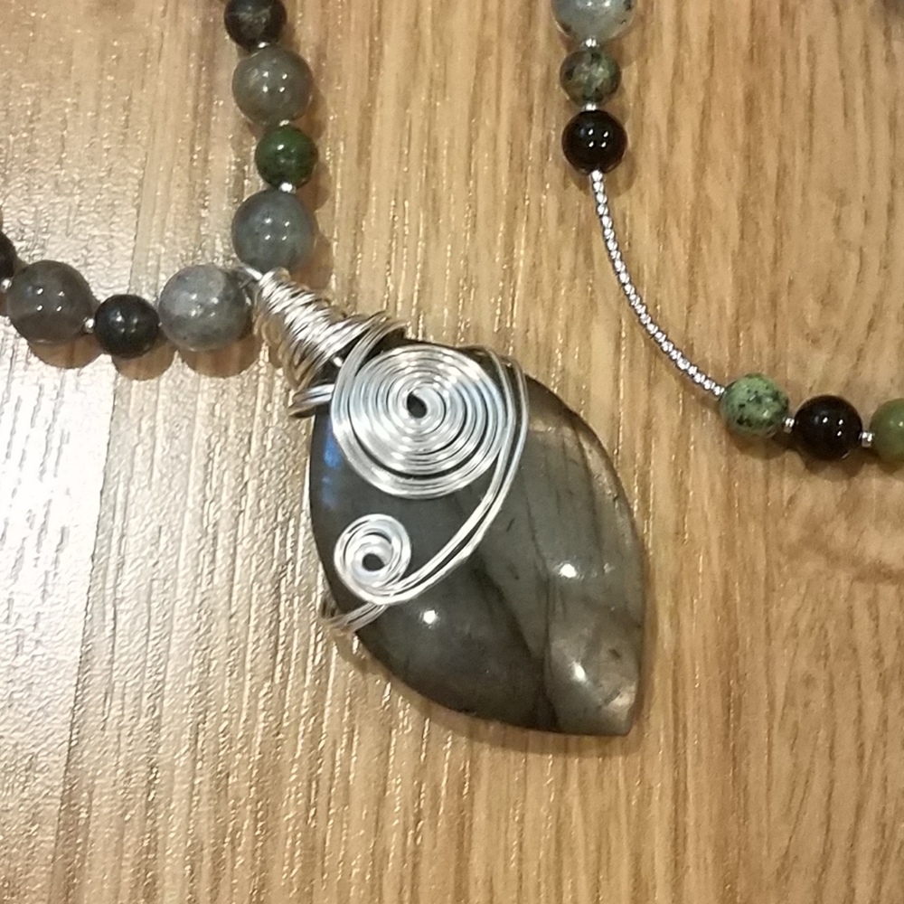 Laboradorite Tourmaline Chrysoprase Necklace